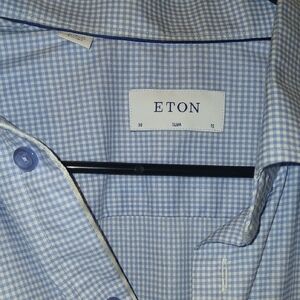 Eton Light Blue Gingham Dress Shirt